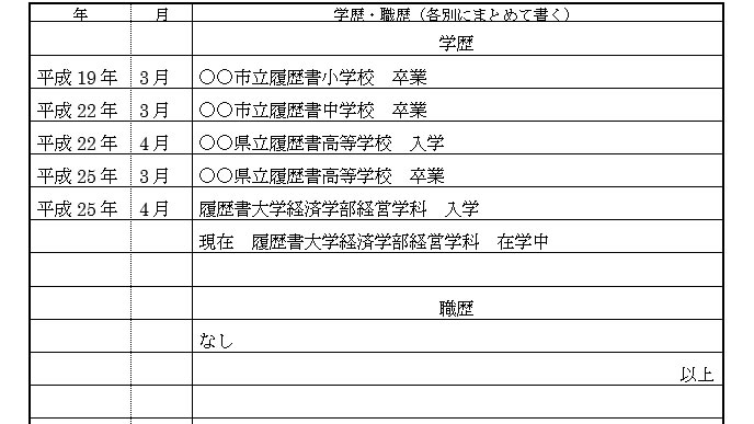 在学 履歴 中 書