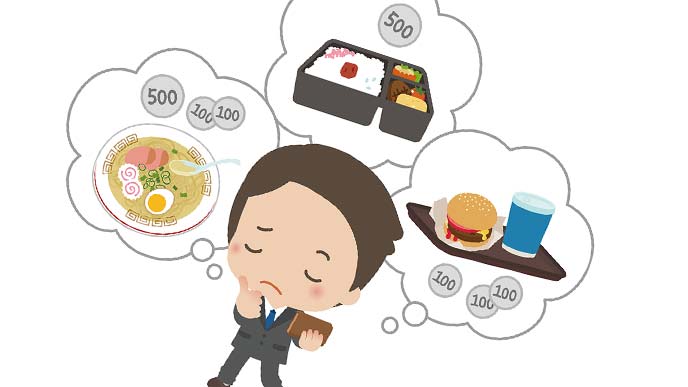 昼食の選択に迷うサラリーマン