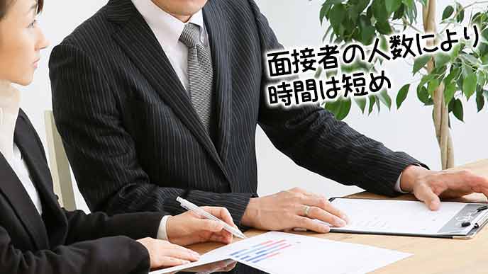 面接官が書類をチェックする