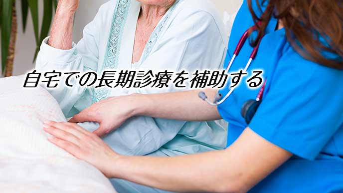 長期療養の老人を診察する訪問看護師