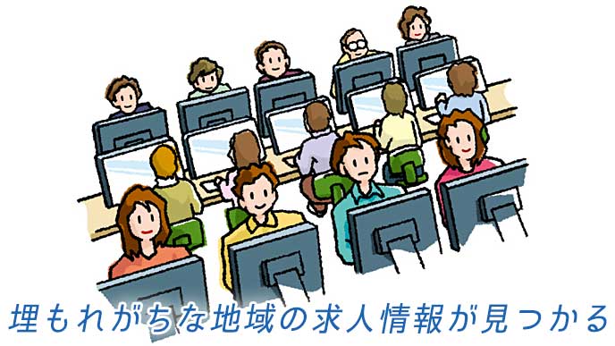 パソコンで調べものをしている若者達のイラスト