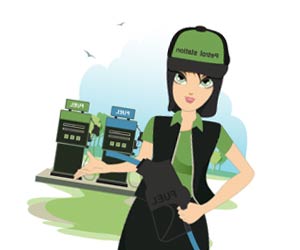 ガソリンスタンドで働く女性