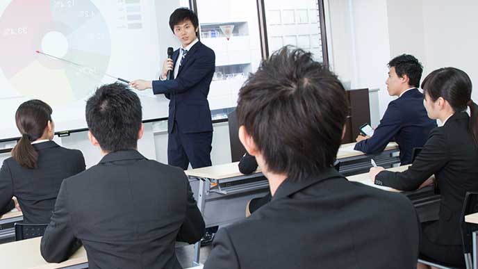 企業研究する学生達