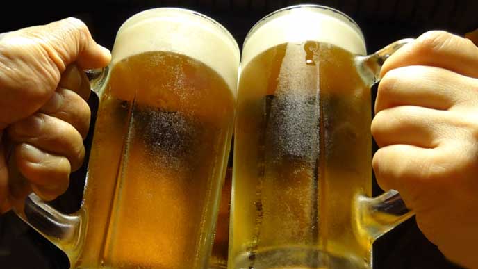 ビールで乾杯