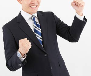 ガッツポーズの就活学生