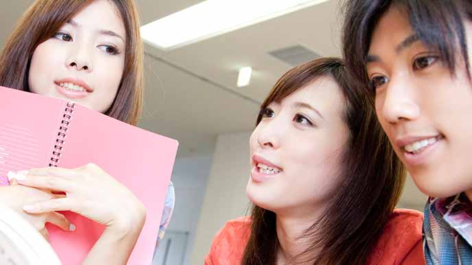 教室で話し合う学生達