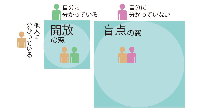 開放の窓が小さく、盲点の窓が大きい