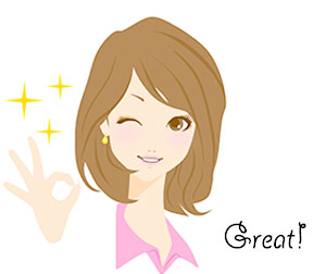 バッチリと合図をする女性のイラスト