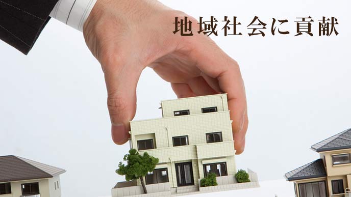 街に家を置く信用金庫の手