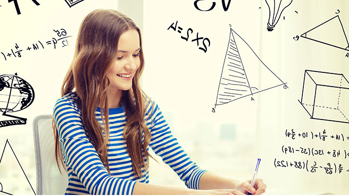 数学の問題を解ける女の人