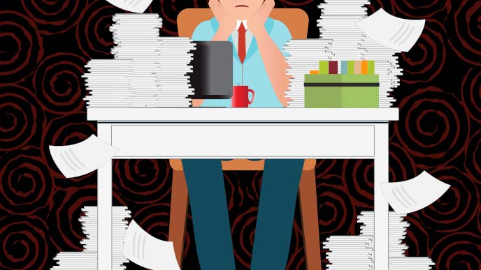 過剰な量の仕事を与えらるイメージイラスト