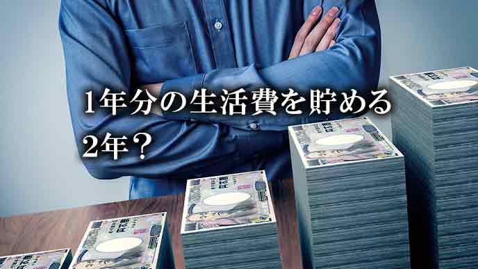 札束の山を前に腕組みする男性