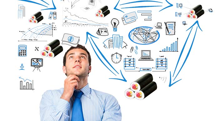 恵方巻からイメージを膨らませる男性