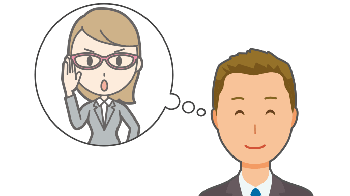 説得力がある人をイメージする青年のイラスト