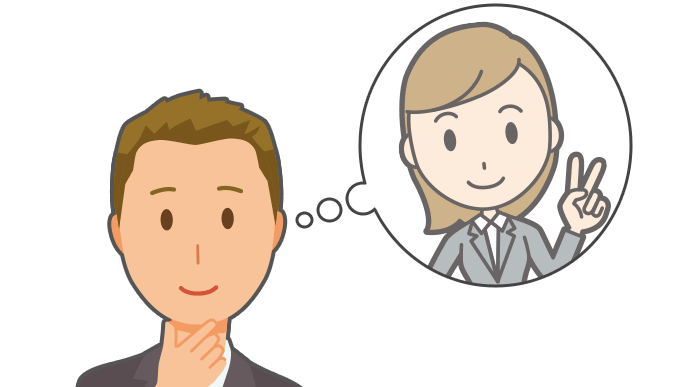 優しさをビジネスに活かす人をイメージしている青年のイラスト