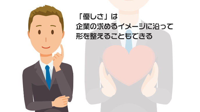 優しさについて考える青年のイラスト