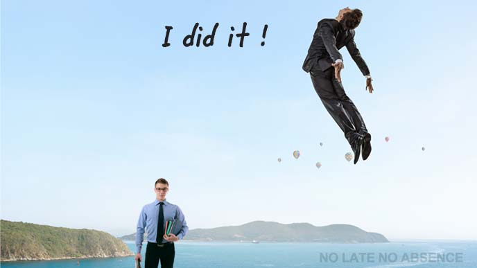 やり遂げた喜びに飛び上がる人