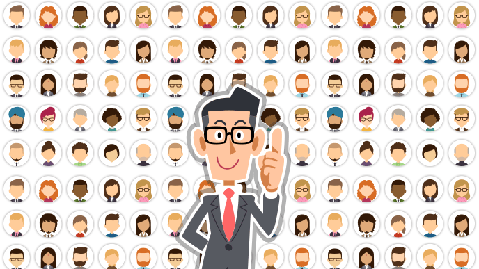 たくさんの顔のイラスト